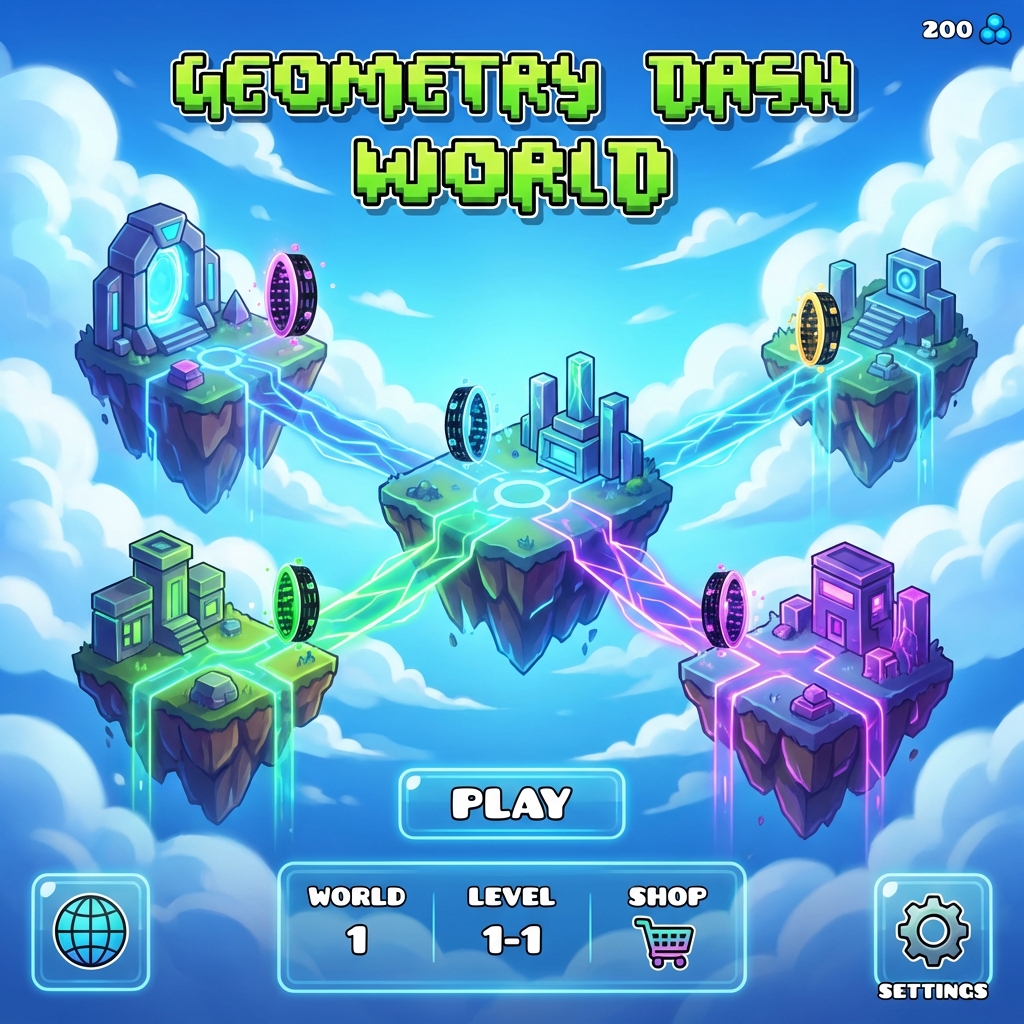 Geometry Dash World Map Progression